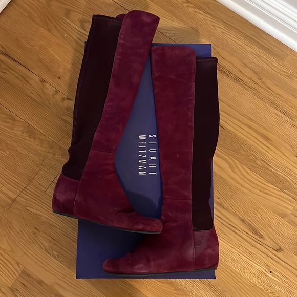 Auth Stuart Weitzman OTK Boots wine size 6 - Picture 1 of 11